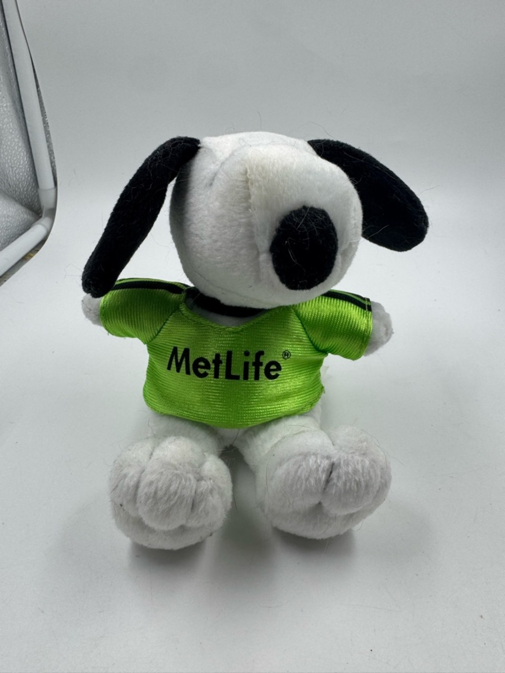 Peanuts Snoopy Dog Plush Green Sports Shirt #06 Met Life Stuffed Animal Promo